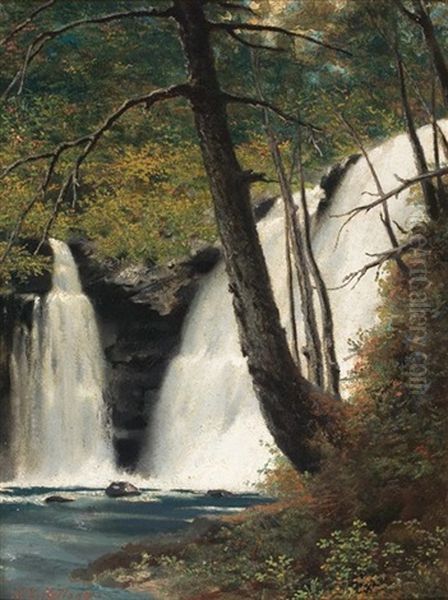 Raymonddskill Falls, Pike Co. Penn. Oil Painting by Miner Kilbourne Kellogg