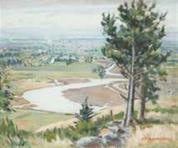 View Over Canterbury Plains Oil Painting by Annie Elizabeth Kelly