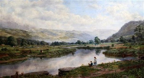 The Conway Valley At Trefiw Oil Painting by Robert George Kelly