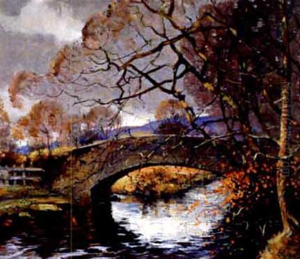 Grey Morning, Bridge Ovel Allander Oil Painting by Thomas Meikle Kelly