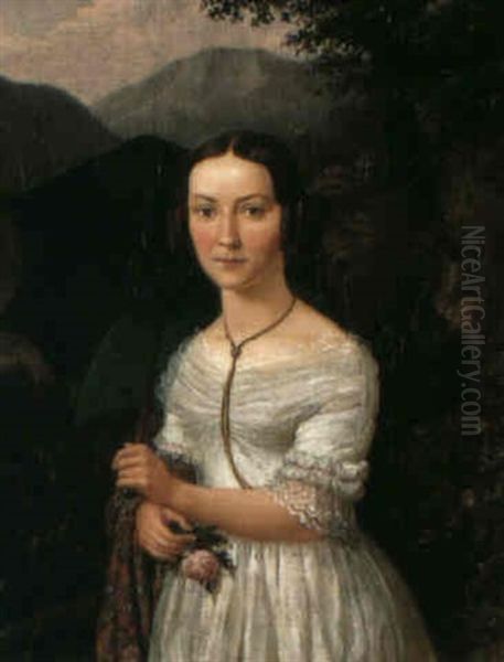 Bildnis Caroline Schmidt-f,sch Oil Painting by Ludwig Adam Kelterborn