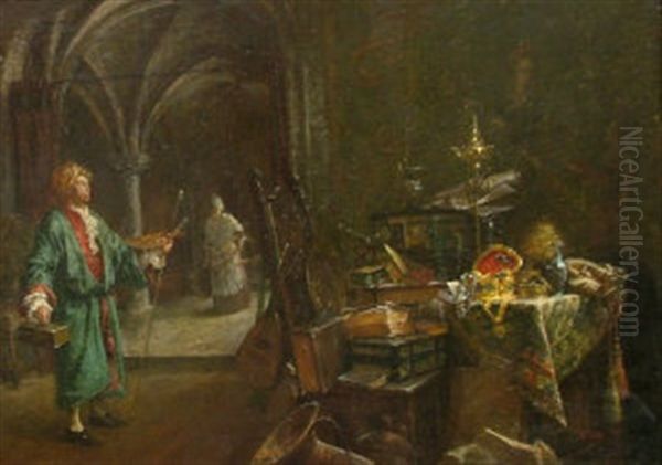 The Artist's Studio Oil Painting by Jenoe (Eugen) Kemendy