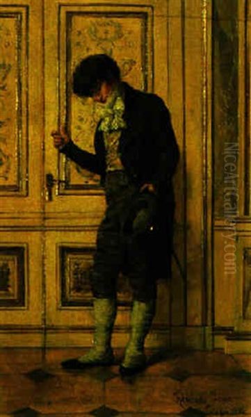 Gentleman In An Interior Oil Painting by Jenoe (Eugen) Kemendy