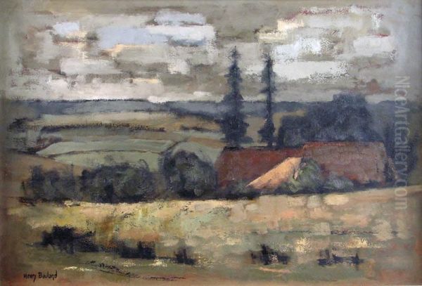 Ferme Pres De Besancon Oil Painting by Jean Henri Baumann