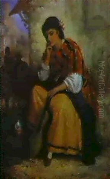 A Spanish Gypsy Oil Painting by Robert Kemm