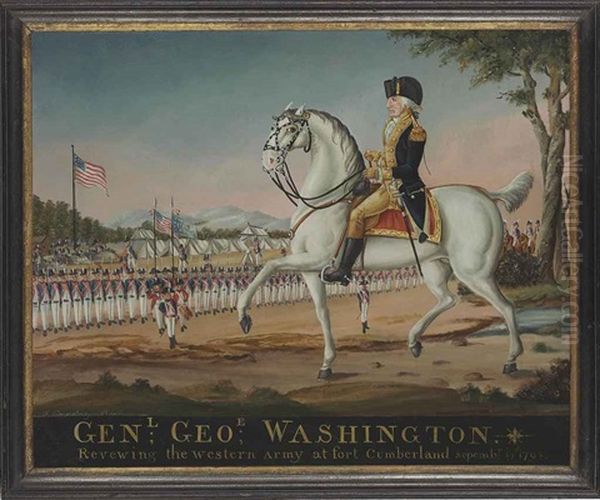 General George Washington: Reviewing The Western Army At Fort Cumberland Oil Painting by Frederick Kemmelmeyer