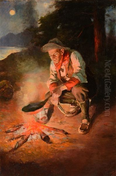 Chow Time Oil Painting by Oliver Kemp