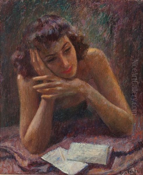 Love Letter Oil Painting by Geza Kende