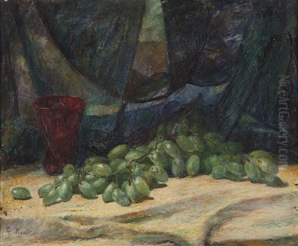 Still Life With Grapes Oil Painting by Geza Kende