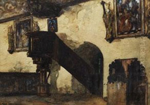 Inneres Der Kirche Sankt Dorotheen In Breslau Oil Painting by Max Baumann