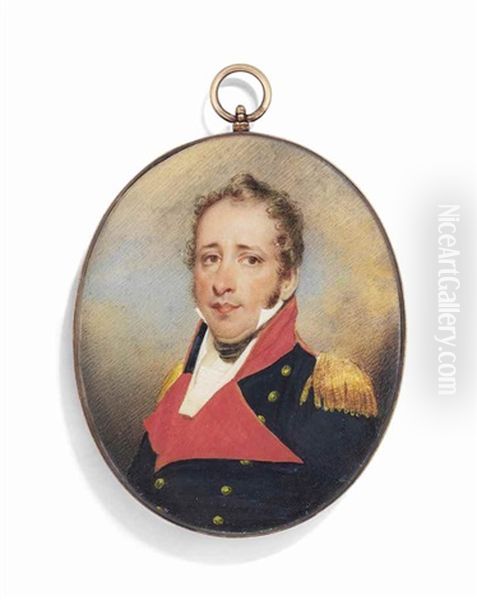 Colonel James Doddington Sherwood, H.e.i. (b. C. 1769), In Blue Uniform With Red Facings And Gold Epaulettes Oil Painting by Emma Eleonora (Eleanor) Kendrick