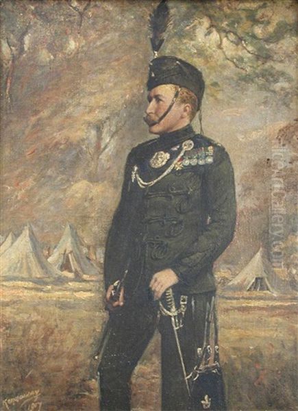 An Officer Of The 60th Rifles, A Bivouac Beyond Oil Painting by C.G. Kennaway