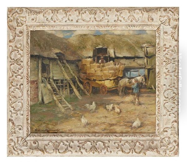 Hitching The Haycart Oil Painting by William Kennedy