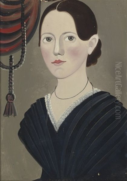 Portrait Of A Woman With Black Hair Oil Painting by William Kennedy