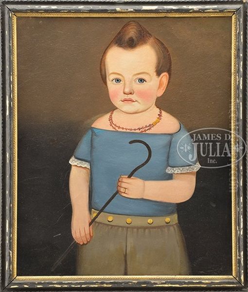 Child In Blue With A Cane Oil Painting by William W. Kennedy