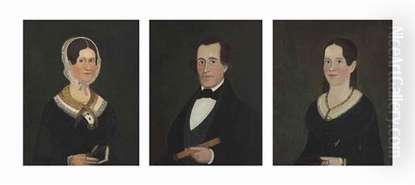 Portraits: Husband, Wife, And Daughter (3 Works) Oil Painting by William W. Kennedy