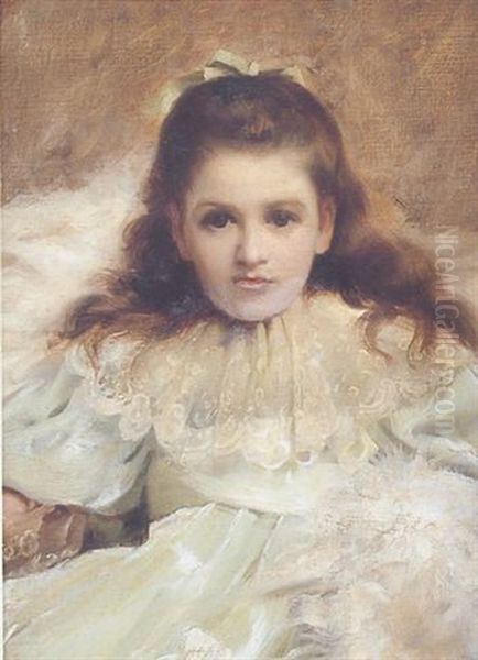 Portrait Of Anne As Alice In Alice In Wonderland Oil Painting by Thomas Benjamin Kennington