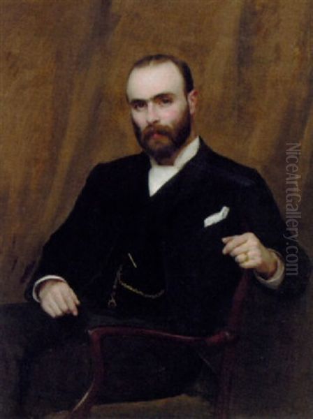 Portrait Of Alexander Garthside White In A Black Suit by Thomas Benjamin Kennington