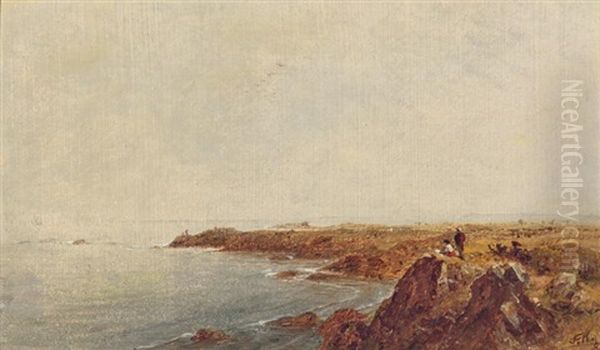 Seascape With Figures (seascape) Oil Painting by John Frederick Kensett