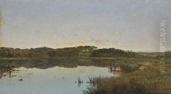 Almy Pond Oil Painting by John Frederick Kensett