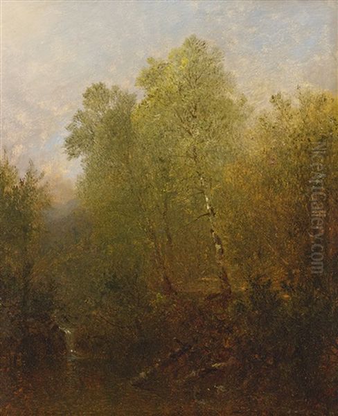 Spring Landscape With Waterfall Oil Painting by John Frederick Kensett