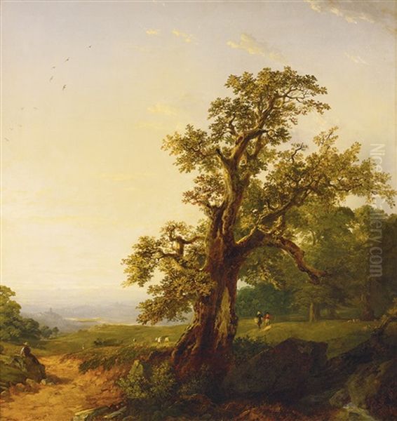 Idyllic Landscape Oil Painting by John Frederick Kensett