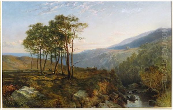 Landscape With Stream, Distant Mountains Oil Painting by John Frederick Kensett