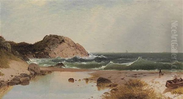 Beach Scene At Eagle Rock, Manchester-by-the-sea Oil Painting by John Frederick Kensett