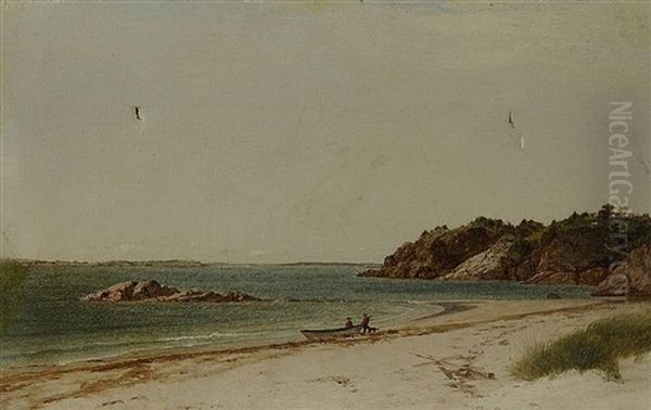 View Of The Beach At Beverly, Massachusetts (study) Oil Painting by John Frederick Kensett