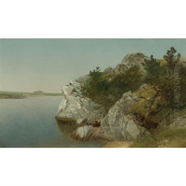 Rocks, Newport (study) Oil Painting by John Frederick Kensett