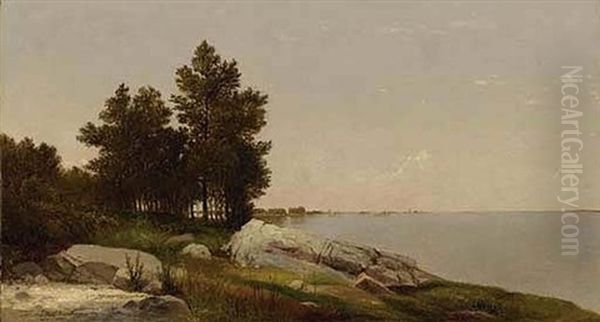 Study On Long Island Sound At Darien, Connecticut Oil Painting by John Frederick Kensett