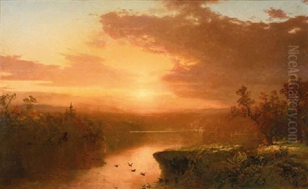 Sunset Over Lake George, 1867 Oil Painting by John Frederick Kensett