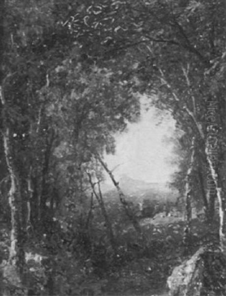 A View Through The Trees, Early Autumn Oil Painting by John Frederick Kensett