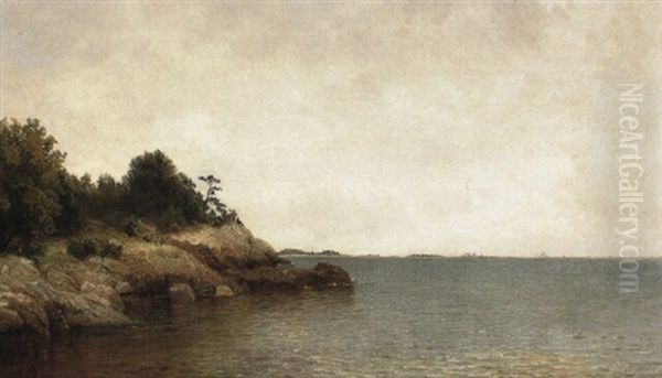 Rocks, Darien-rowayton, Connecticut Oil Painting by John Frederick Kensett