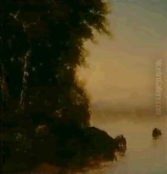 View Of A Lake Oil Painting by John Frederick Kensett