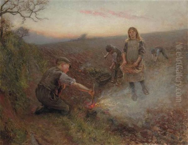 Burning Weeds Oil Painting by John Dalzell Kenworthy