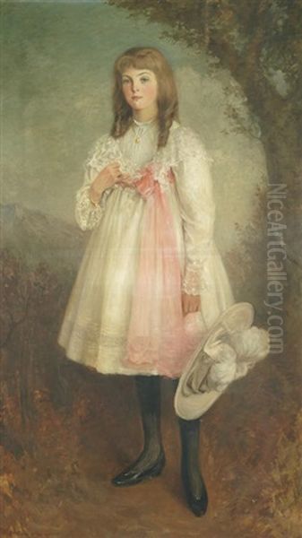 Portrait Of A Girl, Full Length Oil Painting by John Dalzell Kenworthy