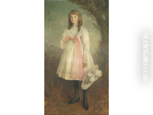 Portrait Of A Girl, Full Length Oil Painting by John Dalzell Kenworthy