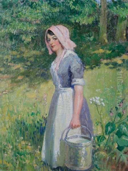 The Milk Maid Oil Painting by John Dalzell Kenworthy