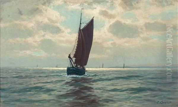 Segelboote Auf Morgendlicher See Oil Painting by Carl Kenzler