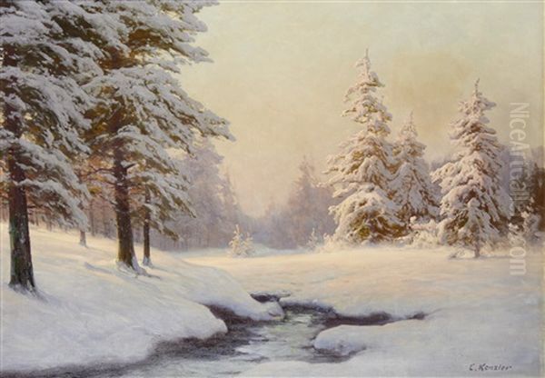 Winter Landscape Oil Painting by Carl Kenzler