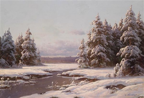 Winterlandschaft Oil Painting by Carl Kenzler