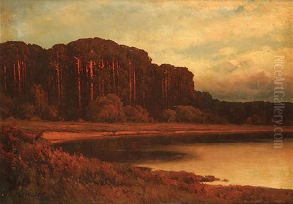 Forest's Edge At Dusk Oil Painting by Carl Kenzler