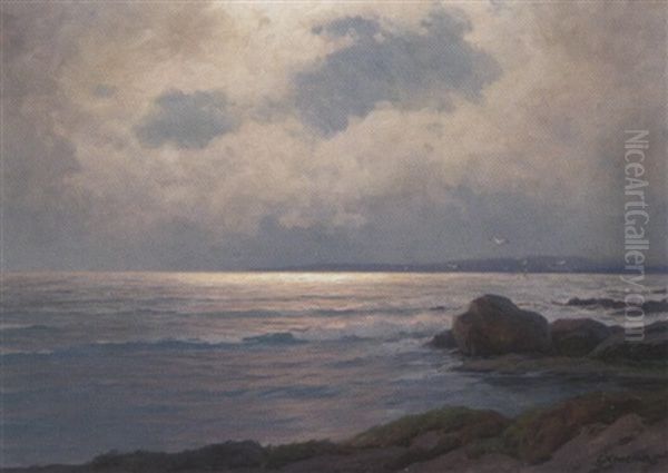 Felskuste Im Abendlicht Oil Painting by Carl Kenzler