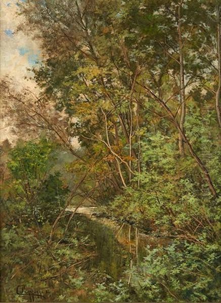 Ruisseau En Sous-bois Oil Painting by Charles Keppene