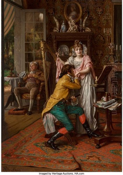 The Suitor Oil Painting by Ernest van den Kerckhove