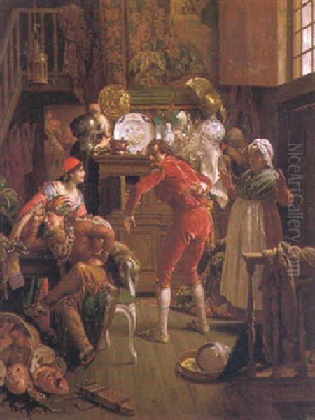 Preparing For The Carnival Oil Painting by Ernest van den Kerckhove