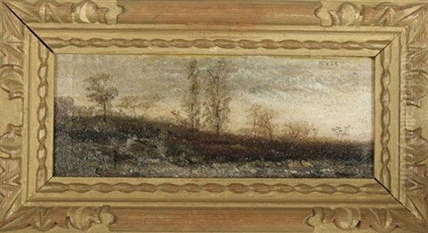 Landschapjes Met Bomen En Een Figuurtje (3 Works) Oil Painting by Frederik Jean Louis van de Kerckhove