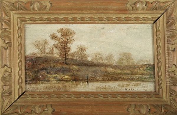 Landschapjes Met Bomen En Een Figuurtje (4 Works) Oil Painting by Frederik Jean Louis van de Kerckhove