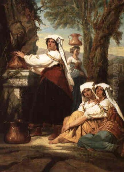 Vrouwen Bij De Bron Oil Painting by Jean van de Kerckhove